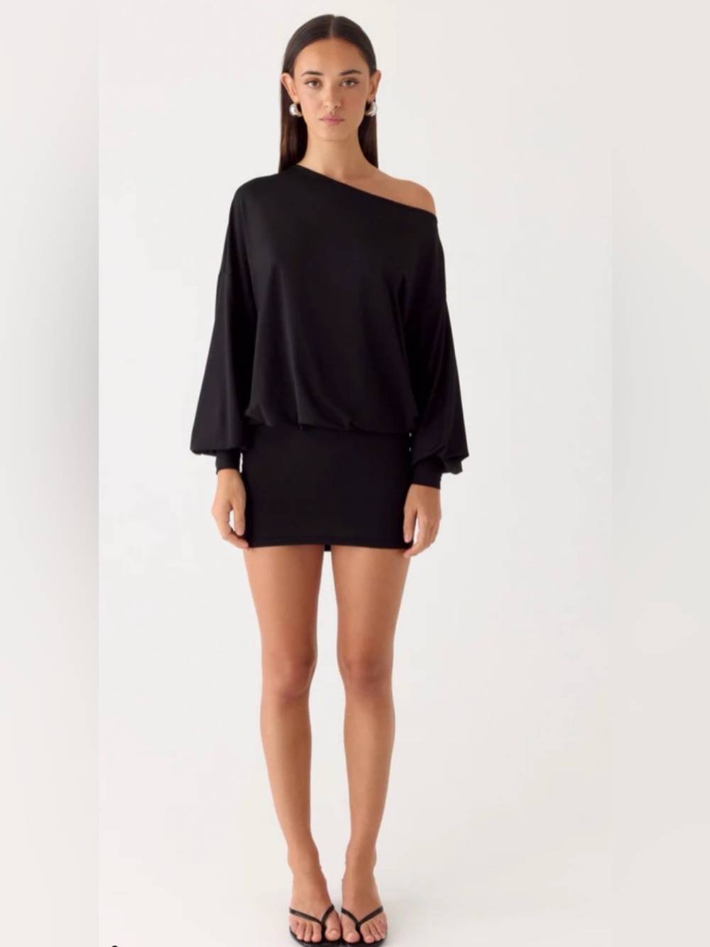 Peppermayo Black Off-Shoulder Batwing Mini Dress